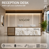 Bureau d'accueil élégant en bois, écologique, minimaliste et moderne pour hôtels et salons de beauté