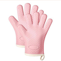 Gants de four en silicone résistants à la chaleur avec doigts, imperméables et antidérapants, doublure en coton pour grillades, cuisson et pâtisserie