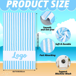 Toalla de Playa Personalizada de Microfibra Antiarena de Alta Calidad con Rayas Azules - Product Image 2