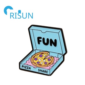 Fábrica al por mayor Metal queso hamburguesa Pizza amante Pin insignia Pizza rebanada esmalte solapa Pin personalizado Pizza caja Pin broche - Product Image 5