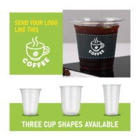 Gobelets en plastique PET transparents personnalisés avec logo, faible MOQ, 12 oz et 16 oz, avec couvercles, jetables, pour thé boba, café et jus