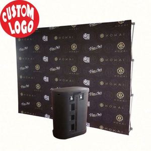 Support d'affichage mural rétractable 3x3 3x4 avec design incurvé, en polyester/PVC, impression numérique - Product Image 1