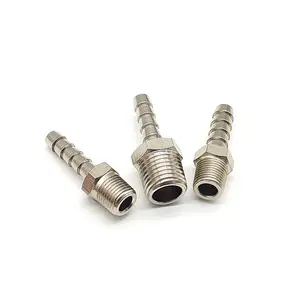1/8" 1/4" 3/8" 1/2" BSP nickle plated brass Male Thread Pipe Fitting to 6/8/10/12mm Barb Hose Tail Reducer Fitting