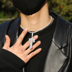 Letter <strong>T</strong> Pendent <strong>Necklace</strong> Baguette Zircon Iced Clear Stone <strong>Initial</strong> <strong>T</strong> Pendent Hip Hop Jewelry Letter <strong>Necklace</strong> - Product Image 6
