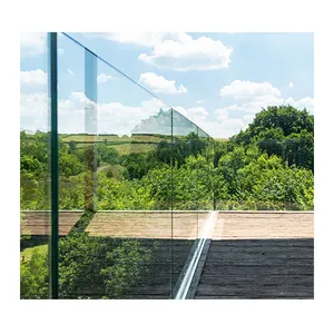 Hedendaagse Eenvoudige Aluminium U Kanaal Mentale Frameloze Leuning Glas Hekwerk Balustrade Leuning