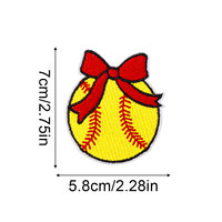 Patchs brodés en gros thermocollants personnalisés, motif ballon de softball, étiquette d'avertissement, applique brodée pour accessoires vestimentaires