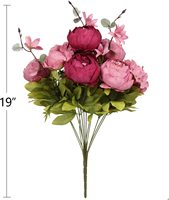 Buket Bunga Peony Sutra Buatan dengan Batang Plastik Baja, Rangkaian Bunga Vintage untuk Dekorasi Pernikahan dan Rumah