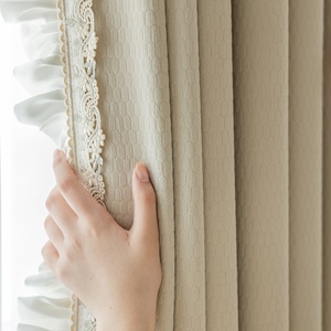 ZSTARR solide rideaux de luxe pour salon Beige rideaux pour chambre champignon dentelle épissage fenêtre traitements panneau stores - Product Image 5