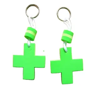 促销节日礼物便宜新形状绿色十字纪念品伊娃十字钥匙扣