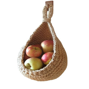 Dropshipping Boho Hemp Hanging Basket Fruit Handmade Kitchen Pantry Organizer for Fresh Produce Storage - Product Image 1