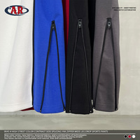 Pantalon Streetwear Ample 320GSM en Tissu Air Layer avec Panneaux Latéraux Color Block, Fermeture Éclair Métallique YKK, Cordon Élastique et Coupe Droite Fluide