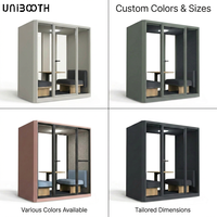 UNIBOOTH Cabina Acústica Resistente de Aluminio con Aislamiento de Sonido de 30dB, ISO 23351, Ignífuga, de Montaje Rápido, para Espacios de Trabajo Compartidos y Estudios, OEM ODM