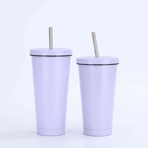 Stainless Steel Tumbler With <b>Straw</b> Double Wall Vacuum Insulated Travel Cup Minimalist Design 12-24 Hours Thermal Insulation - Product Image 2