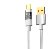 Câble de charge rapide USB A vers Type C 100W 6A, cordon de chargeur tressé avec indicateur lumineux et arrêt intelligent