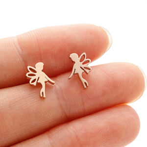Mode été 2021 Aretes Offre Spéciale personnalisé ange elfe boucles d'oreilles pour filles enfants fleur fée <span class=keywords><strong>bijoux</strong></span> en acier inoxydable - Product Image 2