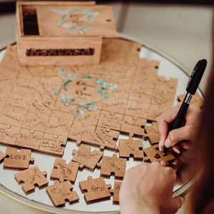 Cadeau de mariage personnalisé de 60 pièces avec boîte pour couple, alternative au livre d'or, puzzle - Product Image 2
