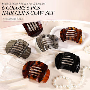 6 pinces à <span class=keywords><strong>cheveux</strong></span> plates moyennes, pinces à griffes plates, barrettes à <span class=keywords><strong>cheveux</strong></span> françaises, accessoires pour femmes et filles (écaille de tortue) - Product Image 4