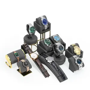Présentoir de luxe gris d'oreiller de montre de microfibre pour le support de bracelet de montres de magasin de détail