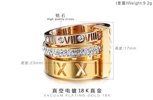R.Gem. Anelli da donna in acciaio inossidabile con numeri romani di strass di diverse dimensioni - Product Image 5