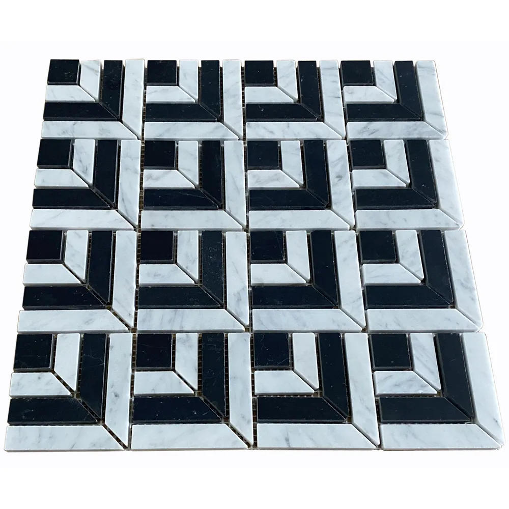 Piastrella per pavimento in mosaico di marmo bianco e nero naturale