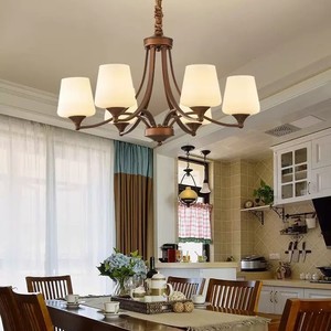 Janolin American Retro Chandelier Wrought Iron Gold 6 <b>Lights</b> LED Home Lighting For Living Room Bedroom <b>Dining</b> Room - Product Image 3