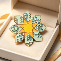 Broche vintage personnalisée à motif géométrique islamique étoile hexagramme, épingles de revers en métal émaillé souple pour décoration vestimentaire et cadeau