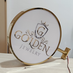 Custom Metal Double Sided Projecting Channel Led Round Light <b>Box</b> <b>Letters</b> Storefront Signs Blade Sign Outdoor Plating Signage - Product Image 6
