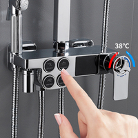 Nouvelle conception Ensemble de douche thermostatique de salle de bain en laiton finition chrome noir et or avec barre coulissante et commande numérique à poignée unique