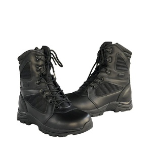 DF Stock Black Cow Leather Black Tactical <b>Boots</b> Long <b>Hiking</b> <b>Boots</b> Genuine Leather with Side Zip or No Zip - Product Image 2