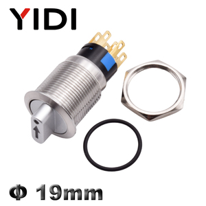 Rotary Selector <span class=keywords><strong>Switch</strong></span> 19mm 3/5/<span class=keywords><strong>6</strong></span>/8 <span class=keywords><strong>Pin</strong></span> Botão Trava 1NO1NC Metal Botão Interruptor LED de Aço Inoxidável On OFF Posição 2 3 - Product Image 2