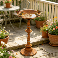 Support de bain d'oiseaux rétro en fer forgé fait main de qualité supérieure pour pot de fleurs de cour, ornement de jardin extérieur vintage