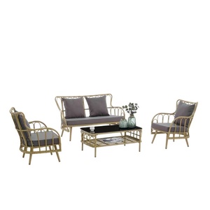 Salon de jardin en rotin tressé PE, ensemble de 4 pièces, canapé de jardin - Product Image 1