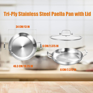 Sartén de Acero Inoxidable de Tres Capas de 12 Pulgadas, Utensilio de Cocina Redondo y Duradero para Uso en Estufa - Product Image 3