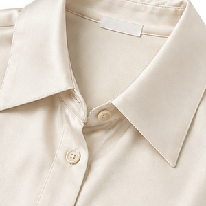 Cream <b>Satin</b> Shirt and <b>Trousers</b> Set Long Sleeve Collared Blouse Wide Leg Pants Office Wear - Product Image 5