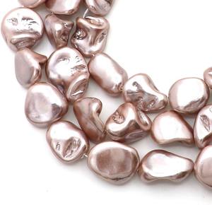 Mauve Baroque Pearl Strand <b>Silver</b> Coated Nugget Faux Pearl <b>Beads</b> 15x20mm - Product Image 3