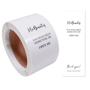 Papier Kraft imperméable personnalisé pour décoration de cadeau, étiquette autocollante, <span class=keywords><strong>Slogan</strong></span>, autocollant graphique, boîte cadeau, scellage, autocollant cadeau gratuit, rouleau - Product Image 1