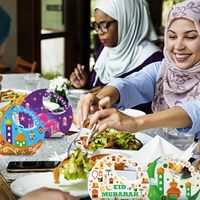 Boîte à bonbons du Ramadan avec poignée, boîtes cadeaux Eid Mubarak, sachets de friandises au chocolat du Ramadan, boîtes de friandises musulmanes avec château, mosquée, étoiles et lune