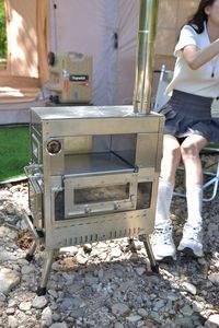 Poêle à <span class=keywords><strong>bois</strong></span> portable multifonctionnel pour l'extérieur, chauffage de tente de camping, barbecue, cuisinière, acier inoxydable, poêle à <span class=keywords><strong>bois</strong></span> sous le <span class=keywords><strong>four</strong></span> - Product Image 2