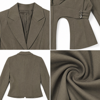 Blazer pour femme à taille découpée, col à revers, manches longues, coupe ajustée, avec sangle à boucle métallique, pour le bureau, vente en gros