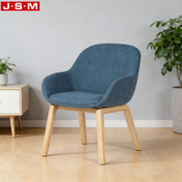 Nouvelle Chaise de Salle à Manger en Bois Massif avec Dossier Bleu, Style Nordique, Mousse Moulée, Tissu et Pieds en Frêne