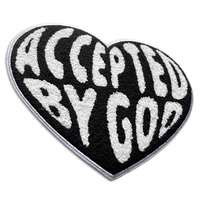 Patch en chenille personnalisé en forme de cœur avec logo, thermocollant/coudable, idéal pour vêtements, chapeaux et jeans