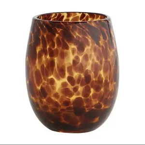 Vela hecha a mano con forma de huevo y leopardo, color ámbar y negro, 15oz, venta al por mayor
