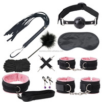 10 pièces/ensemble jouets érotiques ensemble de Bondage sexuel menottes pinces à mamelon Gag fouet corde BDSM pour les Couples