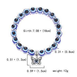 Braccialetto Elastico Fatto a Mano con Perline in Lega di Zinco Occhio Turco <span class=keywords><strong>Blu</strong></span> Portafortuna Gioielli per Donne Regalo per Feste Matrimoni Anniversari - Product Image 4