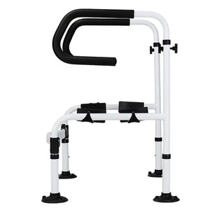 Iron Metal Bathroom Toilet Rack Storage Rack 2-Tier Shelf with Hook and Napink Holder - Product Image 3