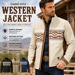 <b>Western</b> <b>Jacket</b> Men's Print Pattern Stand Collar Zip Up Casual Ranch Outerwear Custom Logo Wind Resistant - Product Image 1