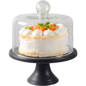 Plato <span class=keywords><strong>de</strong></span> Mango integrado, molde para pasteles alto <span class=keywords><strong>de</strong></span> cerámica reutilizable con tapa <span class=keywords><strong>de</strong></span> vidrio, cesta para servir pan, herramientas para pasteles ecológicas tipo soporte - Product Image 6