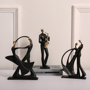 Estatua DE PERSONAS abstractas nórdicas, figuritas de banda de música, adornos de personajes de resina, decoración de escritorio para el hogar y la Oficina - Product Image 4