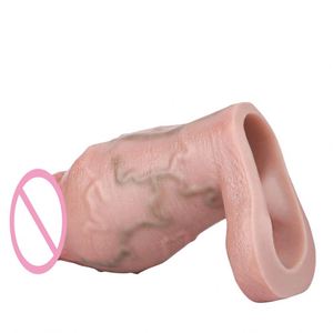 FAAK Thick Realistic Penis Sleeve Large Open-ended Silicone <b>Dildo</b> Sheath Delay Ejaculation Cock Enlargement Sex Toys for Men - Product Image 3
