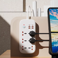 Barre de protection contre les surtensions, 8 prises larges, multiprise UE universelle avec 4 ports USB, multiprise